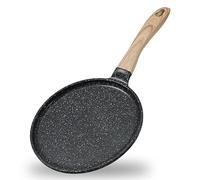 JEETEE Crepe Pan 24 cm, Granite Non-Stick Coating Pancake Pan, Bakelite Handle, Compatible with All Cookers and Induction Cookers, PFOA Free, Grey