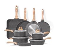 JEETEE Pots and Pans Set Non Stick 23pcs, Healthy Kitchen Cookware Sets, Induction Cooking Set W/Gray Frying Pans, Saucepans, Sauté & Griddle & Crepe Pan (PFOA Free)
