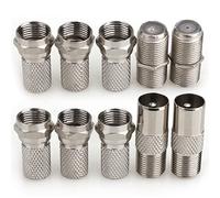 JEEUE F Plug Connectors Waterproof Micro Screw/Twist On Aerial Coaxial Cable RG6 for Satellite TV Sky NTL (silver)