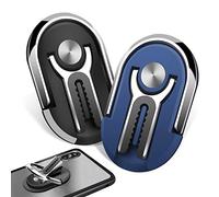 JEEZAO 2pcs New Multipurpose Smartphone Finger Ring Bracket, 360° Rotatable,Car Phone Holder, Air Vent Mobile Phone Mount (Black + blue)