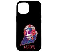 Jefa La Skull Flowers Mexican Boss Dia De Los Muertos Case for iPhone 15