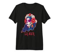 Jefa La Skull Flowers Mexican Boss Dia De Los Muertos Premium T-Shirt