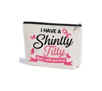 JEFBFBWE Breast Cancer Gifts for Woman Breast Cancer Awareness Accessories,Women's Motivational Chemo Bag-Large Capacity Travel Makeup Bag with Waterproof Lining, Mixed color, Funny