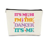 JEFBFBWE Dance Makeup Bag for Dance Lovers,It's Me Hi I'm The Perfect Dancer Canvas Bag,Perfect Gifts for Dancing Teacher,Girlfriends,Female coworks.Ideal Prizes for Dancing Competition, White, Funny