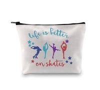JEFBFBWE Ice Skate Cosmetic Bag Figure Skating Makeup Bag - Ideal Gift for Skate Lovers - Life Is Better On Skates Makeup Pouch Large Capacity Canvas Travel Bags