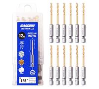 JEFE HEX 1/8" Hex Shank Drill Bits - 12 PCS HSS Titanium Drill Bits with Quick Change Shank Impact Driver Twist Drill Bit Set