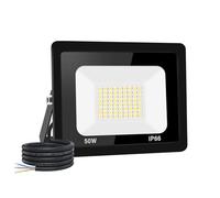 Jefedana 50 W LED Outdoor Floodlight 5000LM IP66 Waterproof Super Bright Outdoor Lighting Warm White (3000 K) Security LED Spotlight for Stadiums, Factories, Parking, Garage, Garden