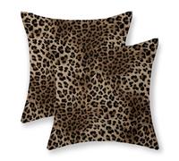 JEFERSO Brown Leopard Pillow Covers 16x16 Set of 2 Cheetah Throw Pillows Skin Animal Print Pillow Cases Cheetah Print Room Decorative Pillows Outdoor Farmhouse Soft Linen Cushion Case for Couch Sofa