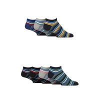 Jeff Banks Men’s Recycled Cotton Trainer Socks - 7 Pair Striped Low Cut Sports Socks with Arch Support, Breathable Lightweight Comfortable Everyday Ankle Socks, UK 6-11 Stripe Multi