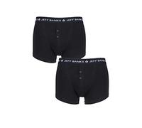 Jeff Banks Mens 2 Pair Pack Plymouth Button Cotton Boxer Shorts in Black in