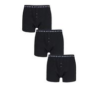 Jeff Banks Men's 3 Pack Marlow Buttoned Boxer Shorts Medium Black
