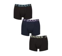 Jeff Banks Mens Boxer Trunks Black - 3 Pack Cotton Stretch Underwear, Soft Breathable Lightweight Everyday Pants with Elastic Waistband, Comfort Fit, Sizes S-XXL Black/Navy M