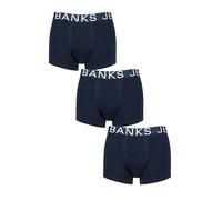 Jeff Banks Mens Boxer Trunks Black - 3 Pack Cotton Stretch Underwear, Soft Breathable Lightweight Everyday Pants with Elastic Waistband, Comfort Fit, Sizes S-XXL Navy M