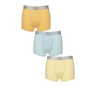 Jeff Banks Mens' Cotton Trunks - Plain Pastel Colours, Mid-Rise, Label-less, Silver Waistband, 3 Pack, Sizes S,M,L,XL Pastel Orange M