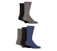 Jeff Banks Men's Crew Socks - Cotton Blend, Plain, Ribbed, Calf Length, Casual, Day to Day, 5 Pair Multipack Size 7-11 Black/Navy/Grey