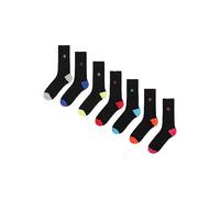 Jeff Banks Mens Pack of 7 Black with Colour Heel & Toe Socks Black