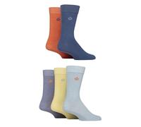 Jeff Banks Mens Plain Socks - Designer Branded for Everday or Suit with Soft Recycled Cotton Multipack of 5 Size 7-11 (UK, Numeric, 7, 11, Regular, Regular, Denim/Orange/Light Blue)