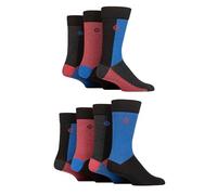 Jeff Banks Mens Recycled Cotton Patterned Socks Pack of 7 (7-11, Blocks Blue/Burgundy)