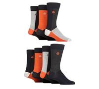 Jeff Banks Mens Recycled Cotton Patterned Socks Pack of 7 (7-11, Blocks Orange/Grey)