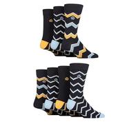 Jeff Banks Mens Recycled Cotton Patterned Socks Pack of 7 (7-11, Diagonal Stripes Navy)