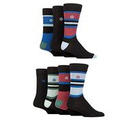 Jeff Banks Mens Recycled Cotton Patterned Socks Pack of 7 Block Stripe Black 7-11