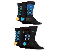 Jeff Banks Mens Recycled Cotton Patterned Socks Pack of 7 Checkered Black 7-11