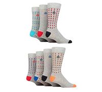 Jeff Banks Mens Recycled Cotton Patterned Socks Pack of 7 Double Dots Light Grey 7-11