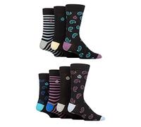 Jeff Banks Mens Recycled Cotton Patterned Socks Pack of 7 Swirl Black 7-11