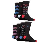 Jeff Banks Mens Recycled Cotton Patterned Socks Pack of 7 Zig Zag Stripes Black 7-11