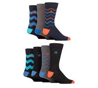 Jeff Banks Mens Recycled Cotton Patterned Socks Pack of 7 Zig Zag Stripes Navy 7-11