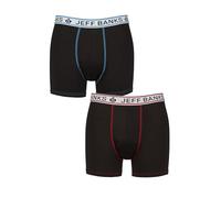 Jeff Banks Men's Sports Underwear - Trunks, Moisture Wicking, Lightweight, Comfort, Label-less, Breathable, Gym, Exercise, Running, Black, 2 Pack, Sizes S,M,L,XL