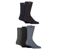 Jeff Banks Men's Wool Boot Socks - Crew Length, Ribbed, Plain, Recycled Wool, Soft, Breathable, Outdoor, Walking, Hiking, Trekking 5 Pairs (UK, Numeric, 7, 11, Regular, Regular, Black/Navy/Grey)