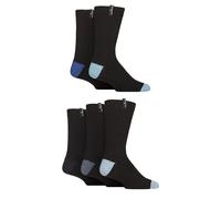 Jeff Banks Men's Wool Boot Socks - Recycled Wool, Plain, Outdoor, Walking, Hiking, Trekking, Crew Length, Warm, Durable, 5 Pair Multipack Size 7-11 Black/Blue