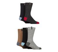 Jeff Banks Men's Wool Boot Socks - Recycled Wool, Plain, Outdoor, Walking, Hiking, Trekking, Crew Length, Warm, Durable, 5 Pair Multipack Size 7-11 Charcoal