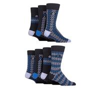 Jeff Banks Recycled Cotton Socks - Patterned Colourful with a Gift Tag 7 Pair Multipack Perfect for Gift Giving Zig Zag Navy 7-11