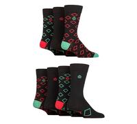 Jeff Banks Recycled Cotton Socks - Patterned Colourful with a Gift Tag 7 Pair Multipack Perfect for Gift Giving Diamonds Black 7-11