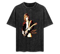 Jeff Beck Guitar God Rock Concert Vintage Retro Vintage Washed Tee Unisex Short Sleeve Size XXL Black