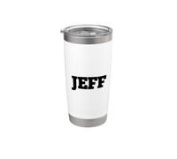 Jeff Name Tag Small White Text Personalised Matching Stainless Steel Insulated Tumbler