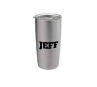 Jeff Name Tag Small White Text Personalised Matching Stainless Steel Insulated Tumbler