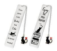 Jeffdad 2 Pcs Kitty Inspirational Words Bookmarks - Funny Bookmarks for Birthday Gifts - Stainless Steel for Book Lovers, Kids, Teachers, Friends, Women, Men