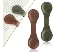 Jeffdad 2 Pcs Magnetic Bookmarks, Vintage Faux Leather Book Mark Double-Sided Magnetic Page Markers Leather Page Clip Buckles Gift for Men Women Teacher Students Book Lovers