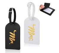 Jeffdad 2 Pcs Mr and Mrs Luggage Tags, Bridal Shower Gift for Couples, Honeymoon Gifts Travel Suitcase Tags, PU Leather Travel Tags Engagement Gifts