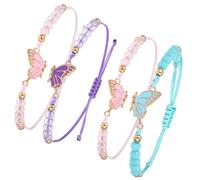 Jeffdad 2Pairs Butterfly Friendship Bracelets, Adjustable BFF Bracelets Best Friend Bracelet for 2, Handmade Charm Friendship Bracelet Jewelry Gifts for Women Couples Friends
