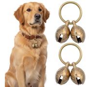 Jeffdad 2Pcs Copper Bell for Dog Collar, Brass Dog Bells Extra Loud Collar Bell for Pet Tracking Anti Lost Training Pets Pendant Accessories for Little Dogs & Cats(18mm)