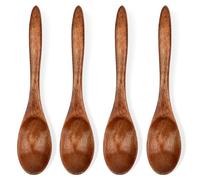 Jeffdad 4 Pcs Small Wooden Spoons, 5.9 Inch Honey Spoon for Tea, Wooden Spoons for Eating, Mini Wood Serving Spoons for Coffee Tea Jar Condiment(4 Pcs)