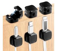 Jeffdad 6 Pcs Magnetic Cable Holder, Under Desk Cable Clips Management, Magnetic Cord Organizer, Hide Phone Charging Cable Keeper, Cord Holder for Home Office Desk Phone Car Wall(6 Pcs Black)