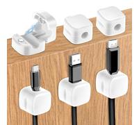 Jeffdad 6 Pcs Magnetic Cable Holder, Under Desk Cable Clips Management, Magnetic Cord Organizer, Hide Phone Charging Cable Keeper, Cord Holder for Home Office Desk Phone Car Wall(6 Pcs White)