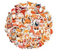Jeffdad 60 Pcs Cute Fox Stickers Vinyl Waterproof Stickers Cartoon Animal Decorative Sticker for Water Bottles Laptop Luggage Car Bike Phone Case