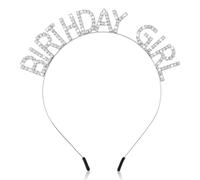 Jeffdad Birthday Crowns Girl Headband, Happy Birthday Girl Sash Bling Rhinestone Hair Band Princess Queen Sweet Tiara for Women Girl Birthday Party Christmas Decorations(Silver)