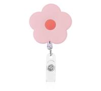 Jeffdad Cute Badge Reels, Floral Retractable Badge Holders ID Name Clip Tag with Alligator Clip for Teacher Nursing Nurses Hospital Medical Lanyards Accessories(Pink)